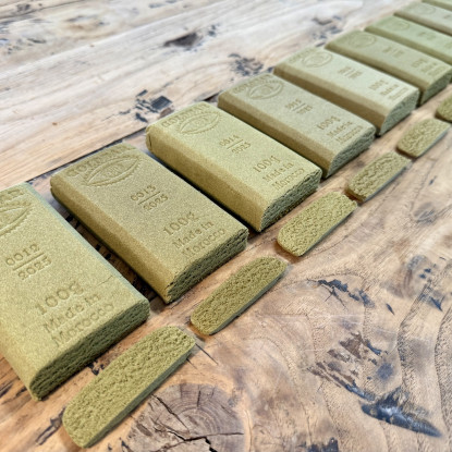 Numbered CBD hash plates Goldbar 420, Bab Berred, Moroccan Rif